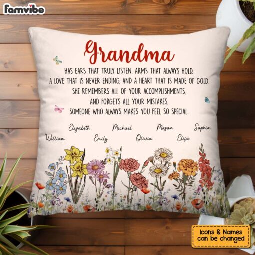 Personalized Gift For Grandma Garden Pillow