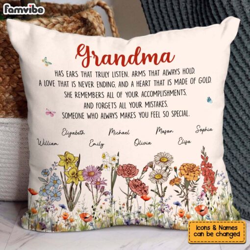 Personalized Gift For Grandma Garden Pillow