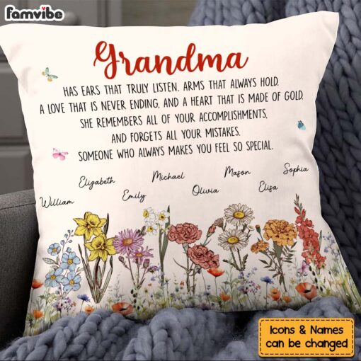 Personalized Gift For Grandma Garden Pillow