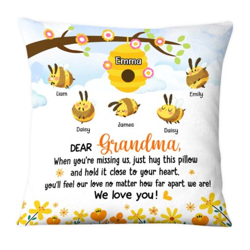 Personalized Gift For Grandma Grandma’s Honey Bees Pillow