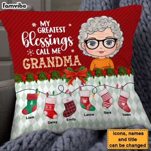 Personalized Gift For Grandma Greatest Blessings Call Me Grandma Pillow