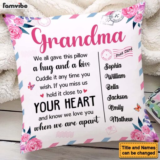 Personalized Gift For Grandma Hug This Pillow