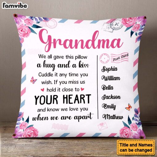 Personalized Gift For Grandma Hug This Pillow