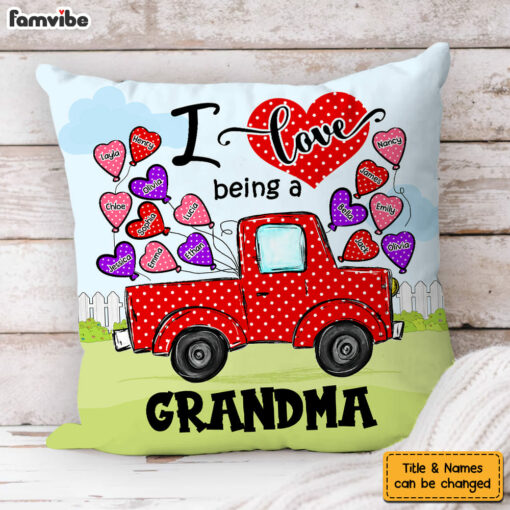 Personalized Gift For Grandma Polka Dot Truck Pillow