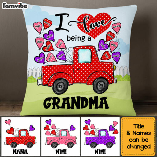 Personalized Gift For Grandma Polka Dot Truck Pillow