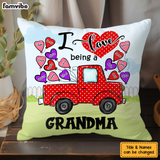 Personalized Gift For Grandma Polka Dot Truck Pillow