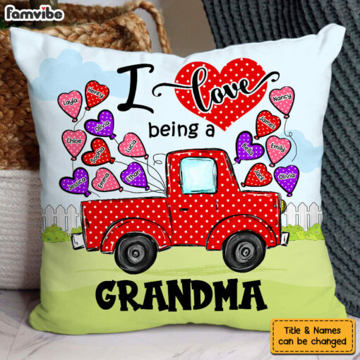 Personalized Gift For Grandma Polka Dot Truck Pillow