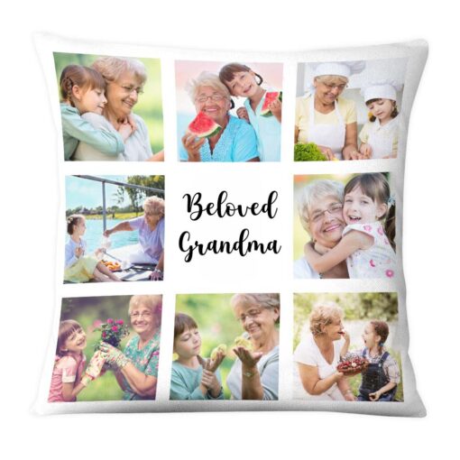 Personalized Gift For Grandma Upload Photo Grid Gallery And Custom Text Pillow