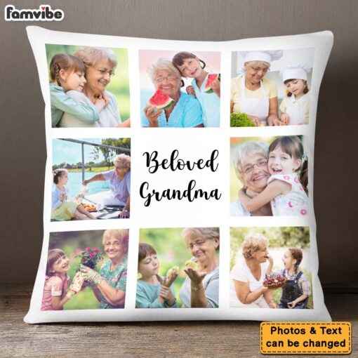 Personalized Gift For Grandma Upload Photo Grid Gallery And Custom Text Pillow