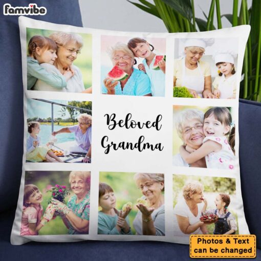 Personalized Gift For Grandma Upload Photo Grid Gallery And Custom Text Pillow