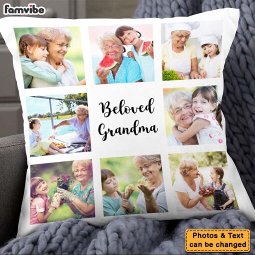 Personalized Gift For Grandma Upload Photo Grid Gallery And Custom Text Pillow