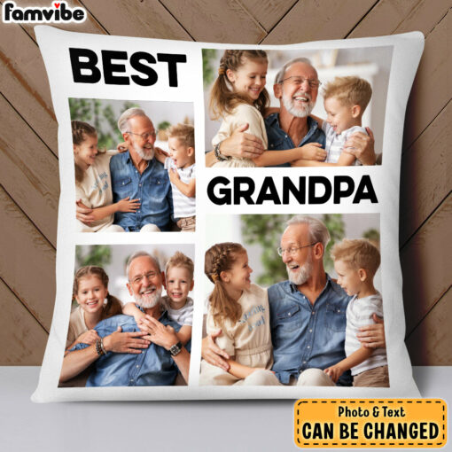 Personalized Gift For Grandpa Upload Photo Gallery Pillow