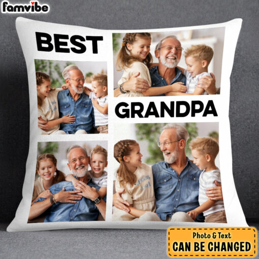 Personalized Gift For Grandpa Upload Photo Gallery Pillow