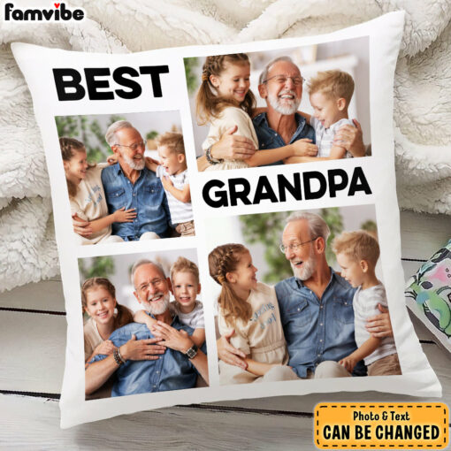 Personalized Gift For Grandpa Upload Photo Gallery Pillow