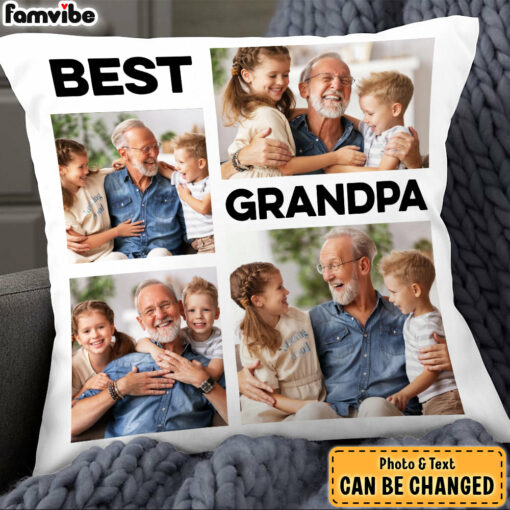 Personalized Gift For Grandpa Upload Photo Gallery Pillow