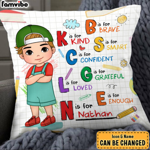 Personalized Gift For Grandson Affirmation Alphabet Pillow