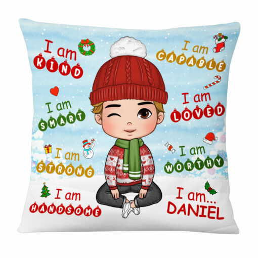 Personalized Gift For Grandson Affirmation Christmas Theme Pillow