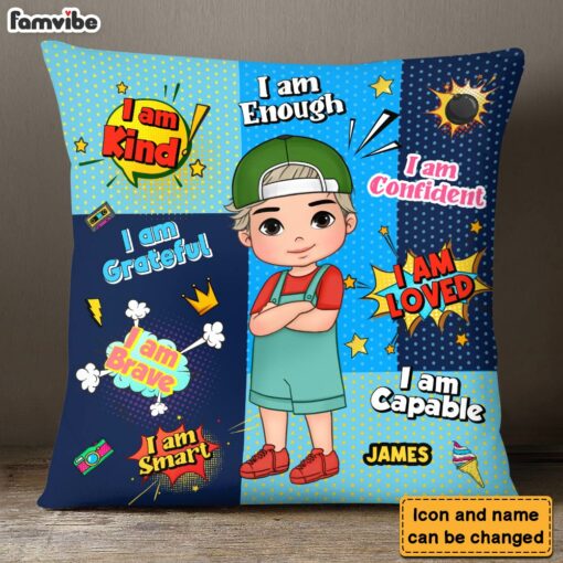 Personalized Gift For Grandson Affirmation Comic Pillow