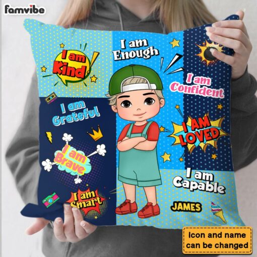 Personalized Gift For Grandson Affirmation Comic Pillow