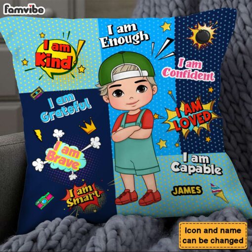 Personalized Gift For Grandson Affirmation Comic Pillow