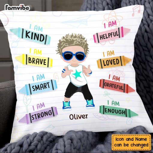 Personalized Gift For Grandson Affirmation I Am Kind Pillow