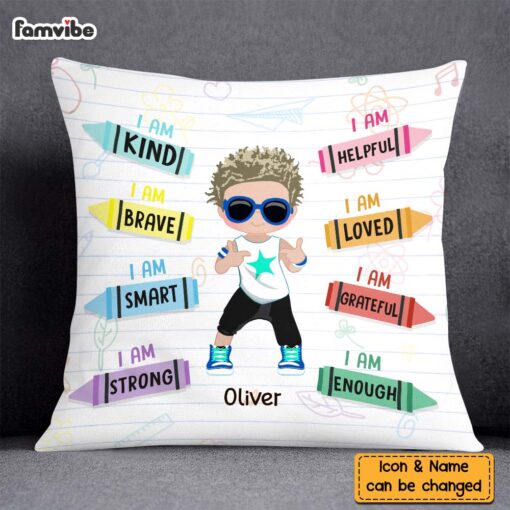 Personalized Gift For Grandson Affirmation I Am Kind Pillow