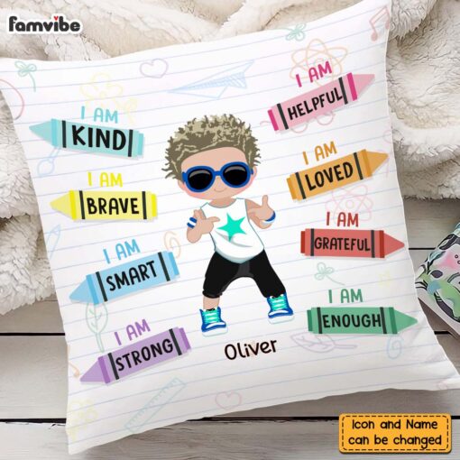 Personalized Gift For Grandson Affirmation I Am Kind Pillow