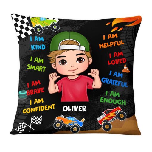 Personalized Gift For Grandson Affirmation Monster Truck Pillow