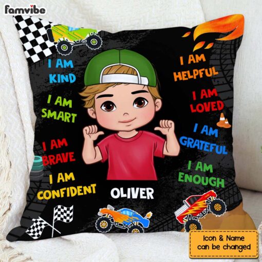 Personalized Gift For Grandson Affirmation Monster Truck Pillow