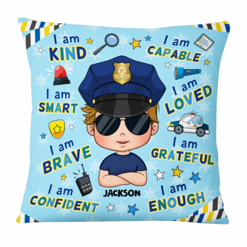 Personalized Gift For Grandson Affirmation Police Pillow