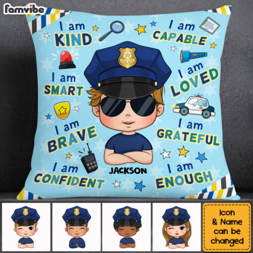 Personalized Gift For Grandson Affirmation Police Pillow