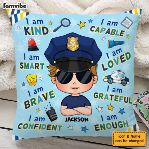 Personalized Gift For Grandson Affirmation Police Pillow