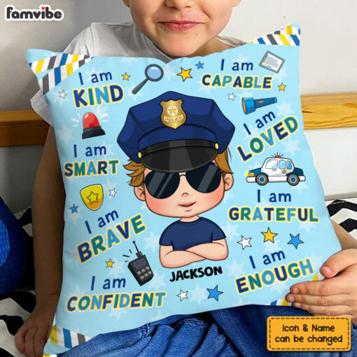 Personalized Gift For Grandson Affirmation Police Pillow