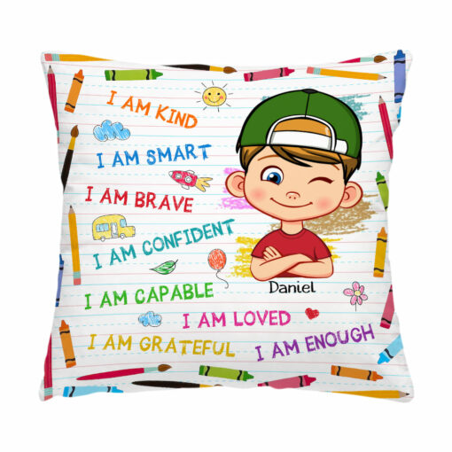 Personalized Gift For Grandson Affirmation School Theme Pillow