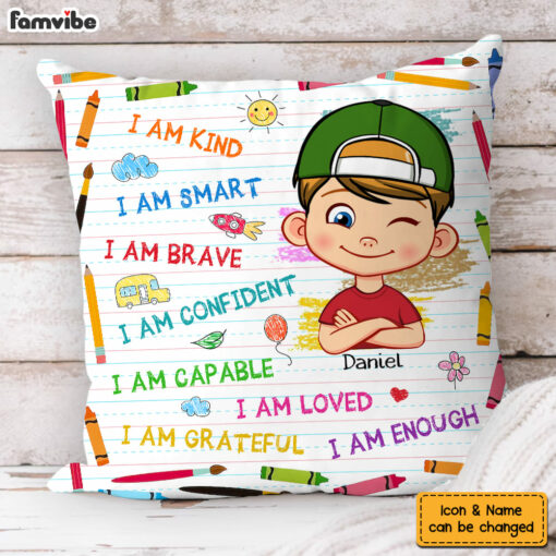 Personalized Gift For Grandson Affirmation School Theme Pillow