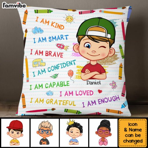 Personalized Gift For Grandson Affirmation School Theme Pillow