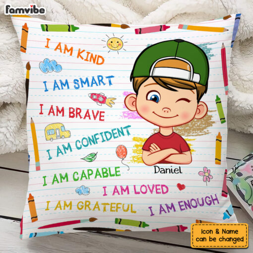 Personalized Gift For Grandson Affirmation School Theme Pillow