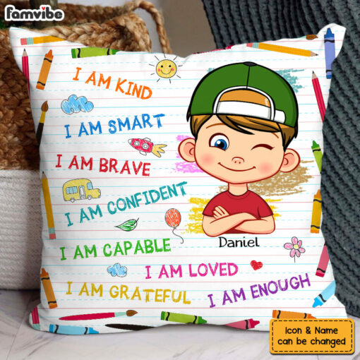 Personalized Gift For Grandson Affirmation School Theme Pillow