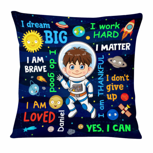 Personalized Gift For Grandson Astronaut Outer Space Dream Big Pillow