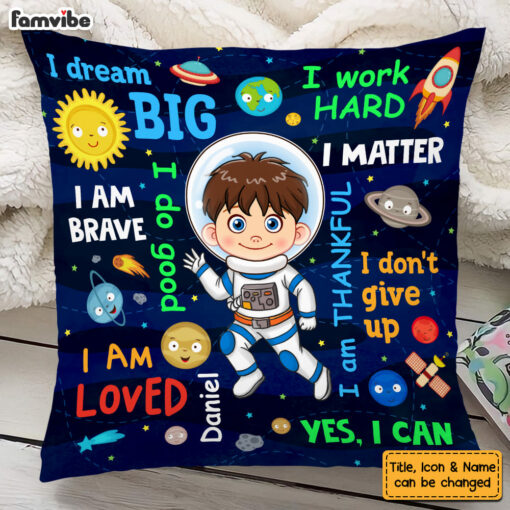 Personalized Gift For Grandson Astronaut Outer Space Dream Big Pillow