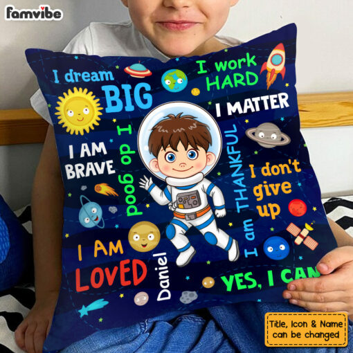 Personalized Gift For Grandson Astronaut Outer Space Dream Big Pillow