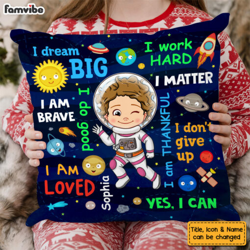 Personalized Gift For Grandson Astronaut Outer Space Dream Big Pillow