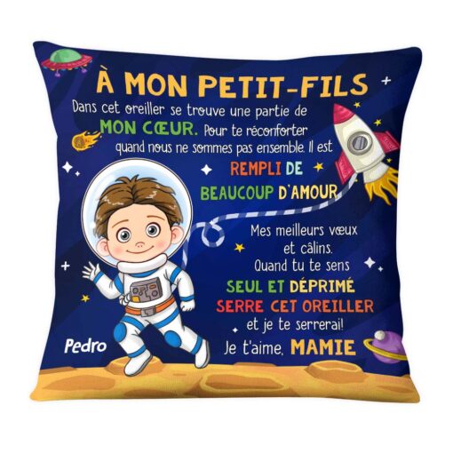 Personalized Gift For Grandson Astronaut Space French Pillow