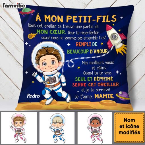 Personalized Gift For Grandson Astronaut Space French Pillow