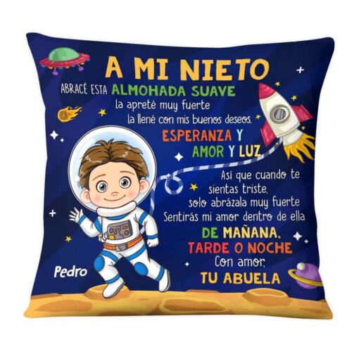 Personalized Gift For Grandson Astronaut Space Spanish Pillow