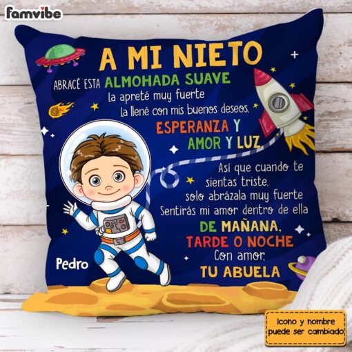 Personalized Gift For Grandson Astronaut Space Spanish Pillow