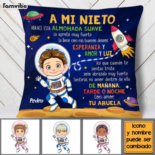 Personalized Gift For Grandson Astronaut Space Spanish Pillow