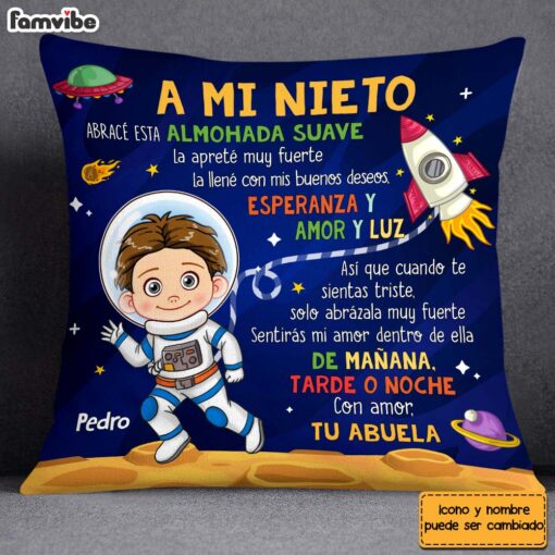 Personalized Gift For Grandson Astronaut Space Spanish Pillow