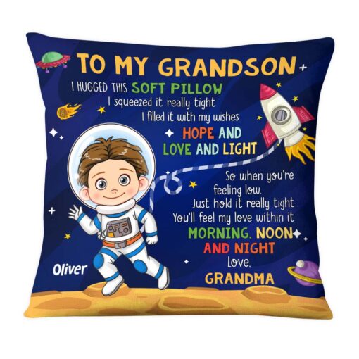 Personalized Gift For Grandson Astronaut Space Theme Pillow