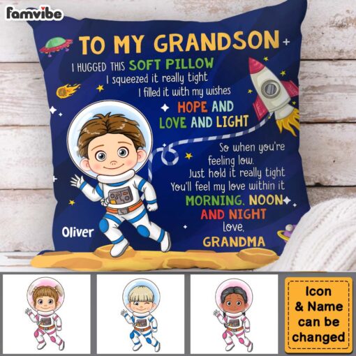 Personalized Gift For Grandson Astronaut Space Theme Pillow